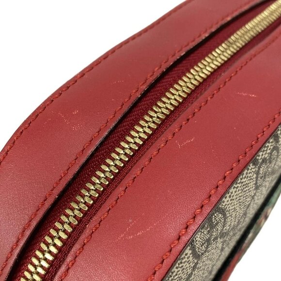 Auth GUCCI Holiday Collection GG Supreme Canvas Mini Chain Bag 409535 Beige Red - Picture 11 of 16